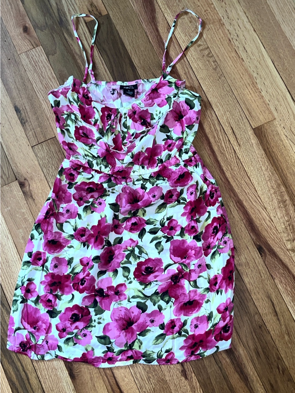 Rue21 White Floral Sundress with Pink Flowers small